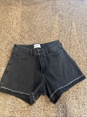 abercrombie kids Black Denim Frayed Hem Shorts